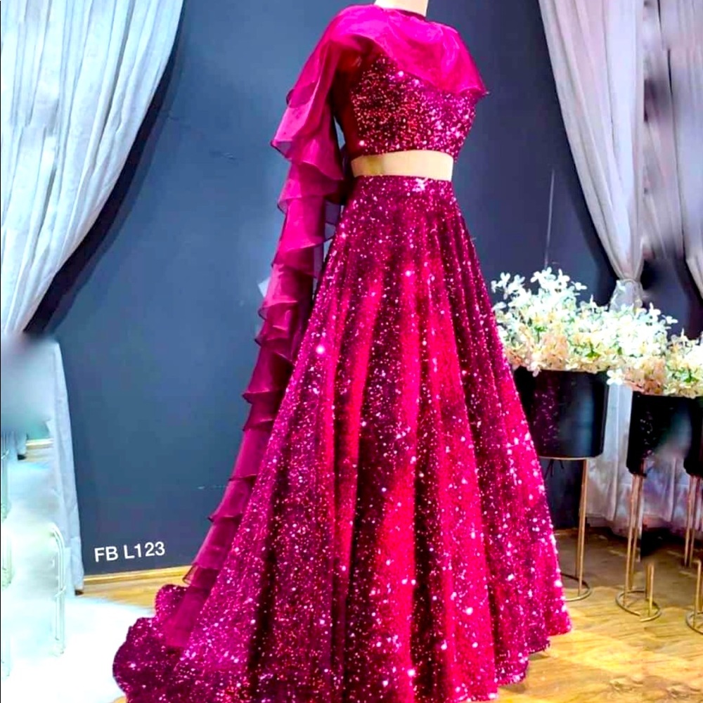 Maroon designer lehanga